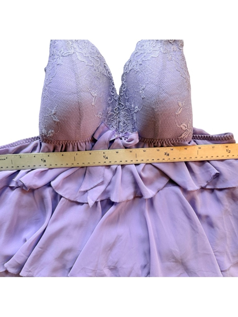 Vintage Delicates Lavender Lace Babydoll Matching Thong Set XL Y2K Coquette - Picture 5 of 8